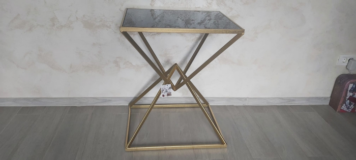 Masuta consola Piramid, fier/sticla, auriu/negru - creativdeco.ro [12]
