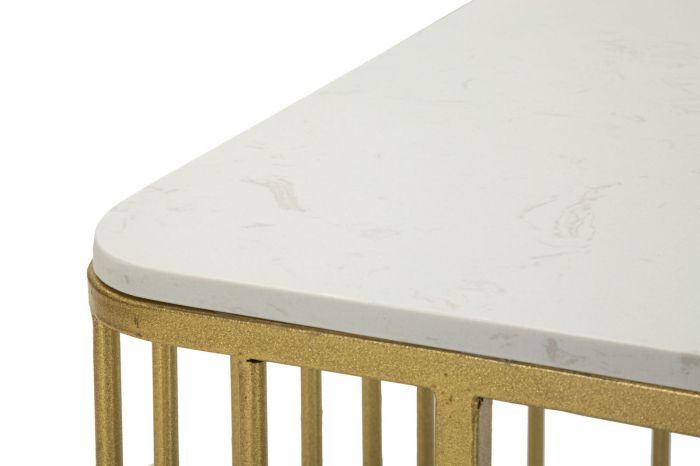 Măsuță Ankara aurie cu două blaturi marmură naturală și design geometric contemporan [7]