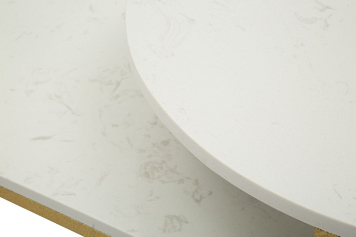 Măsuță Ankara aurie cu două blaturi marmură naturală și design geometric contemporan [8]