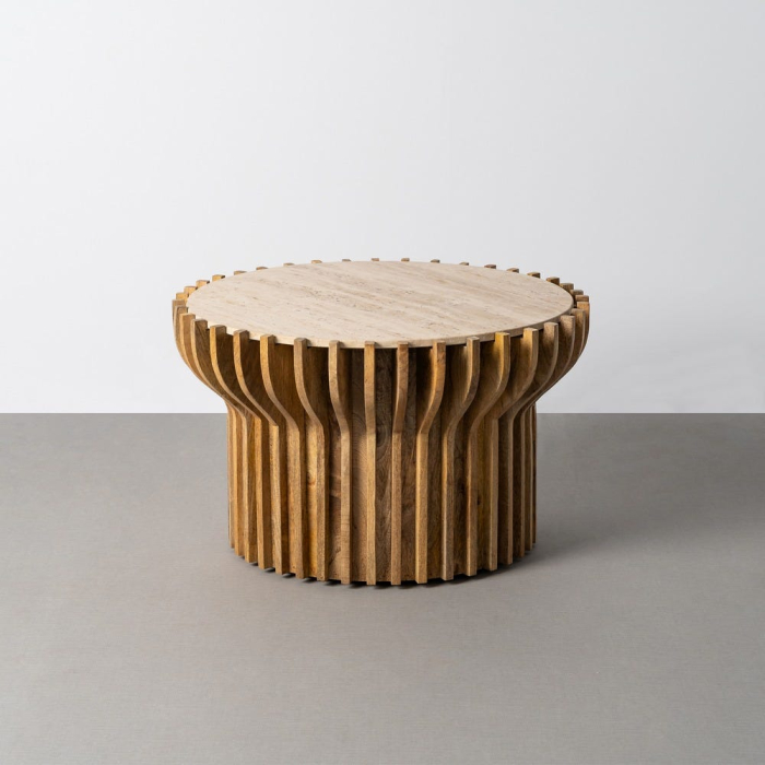 Masuta de cafea din lemn de mango cu blat rotund din marmura 78,5 cm [9]