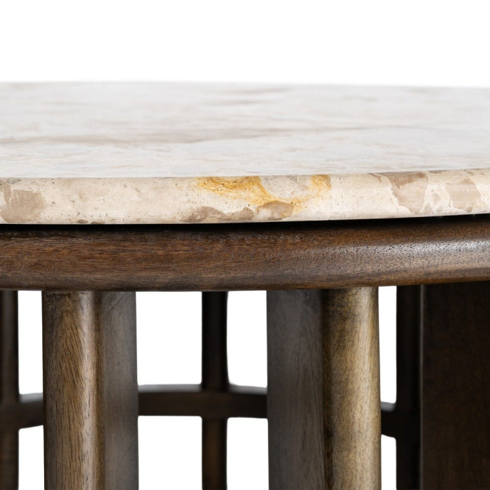 Masuta de cafea rotunda din lemn de mango cu blat din marmura 90 cm [7]