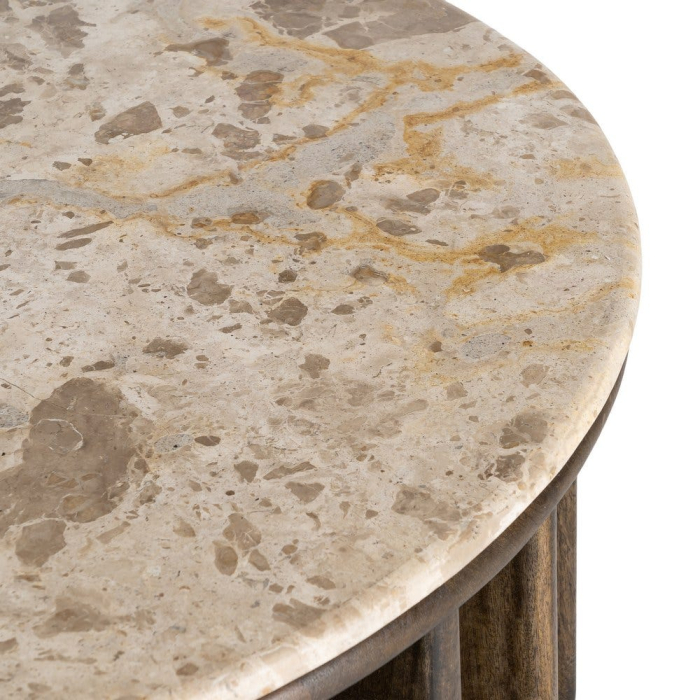 Masuta de cafea rotunda din lemn de mango cu blat din marmura 90 cm [5]