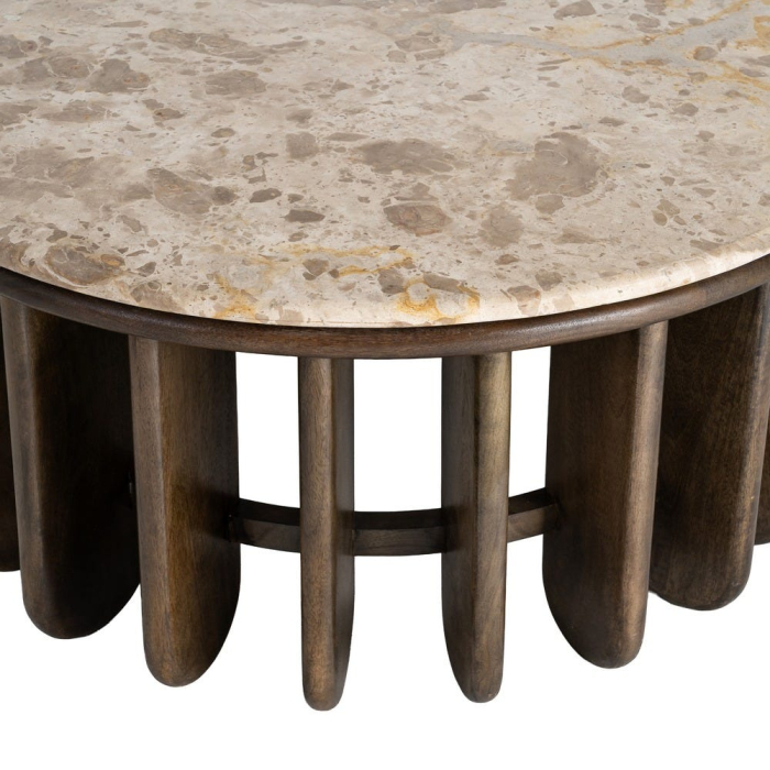 Masuta de cafea rotunda din lemn de mango cu blat din marmura 90 cm [9]