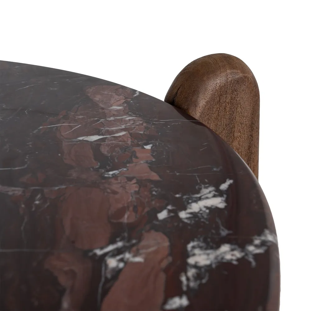 Măsuță de cafea cu blat de marmură pe picioare din lemn de mango [5]