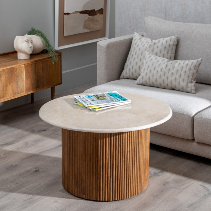 Masa Cafea Eleganta CreativDeco - Blat Texturat si Lemn Natural [2]