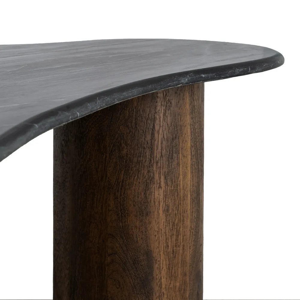 Măsuță de cafea din marmură neagră cu bază din lemn de mango [5]