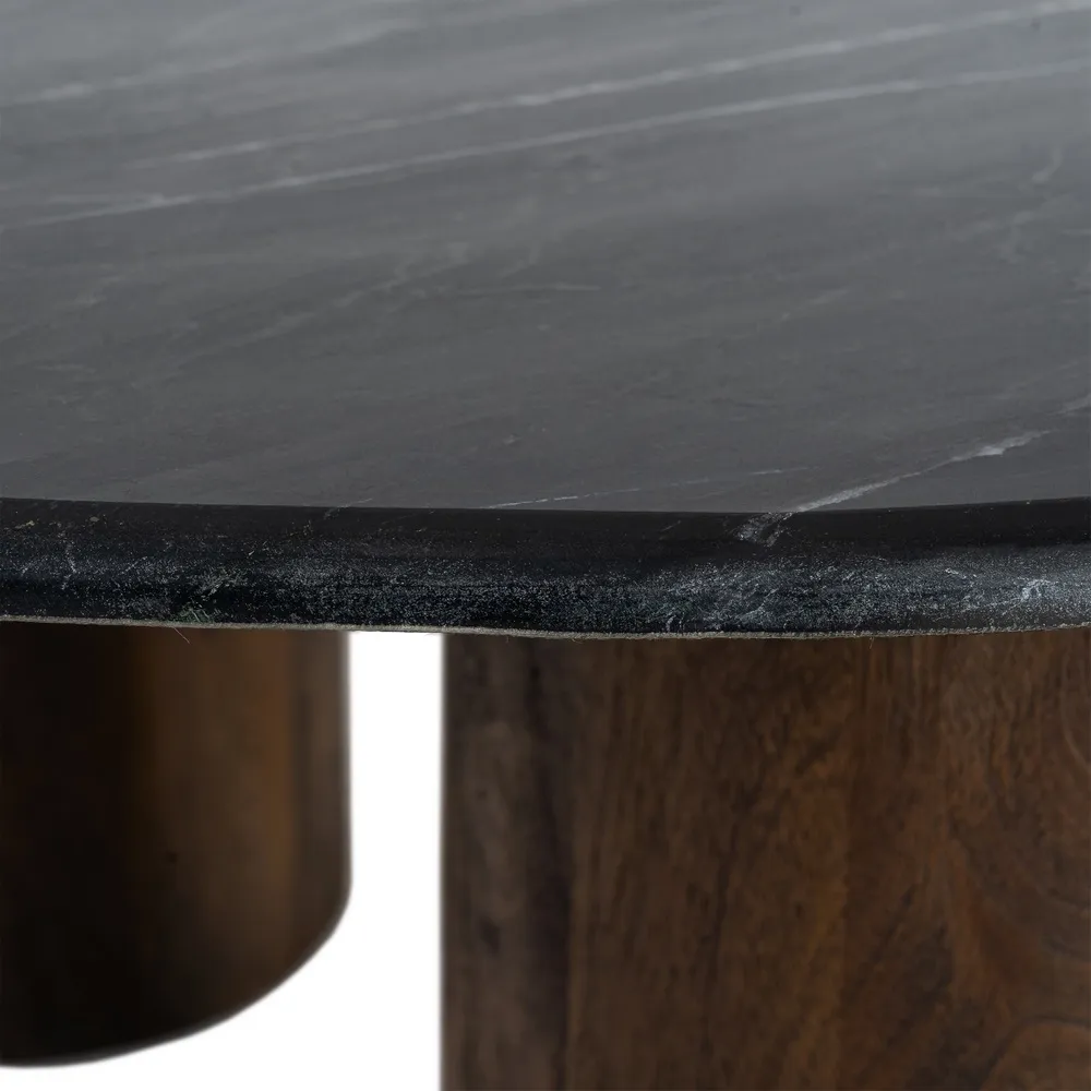 Măsuță de cafea din marmură neagră cu bază din lemn de mango [4]