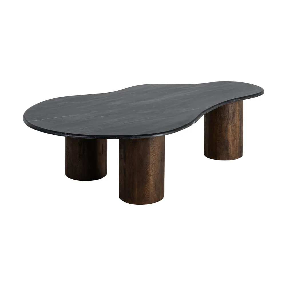 Măsuță de cafea din marmură neagră cu bază din lemn de mango [2]