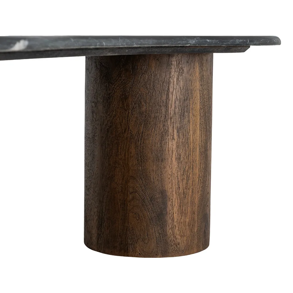 Măsuță de cafea din marmură neagră cu bază din lemn de mango [7]