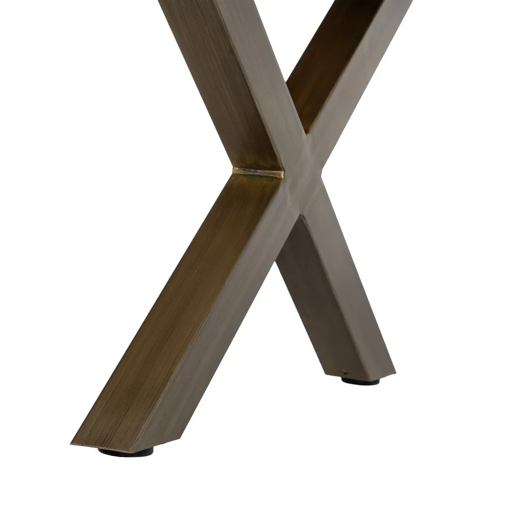 Măsuță de cafea dreptunghiulară cu blat cu aspect de lemn si picioare metalice X [9]