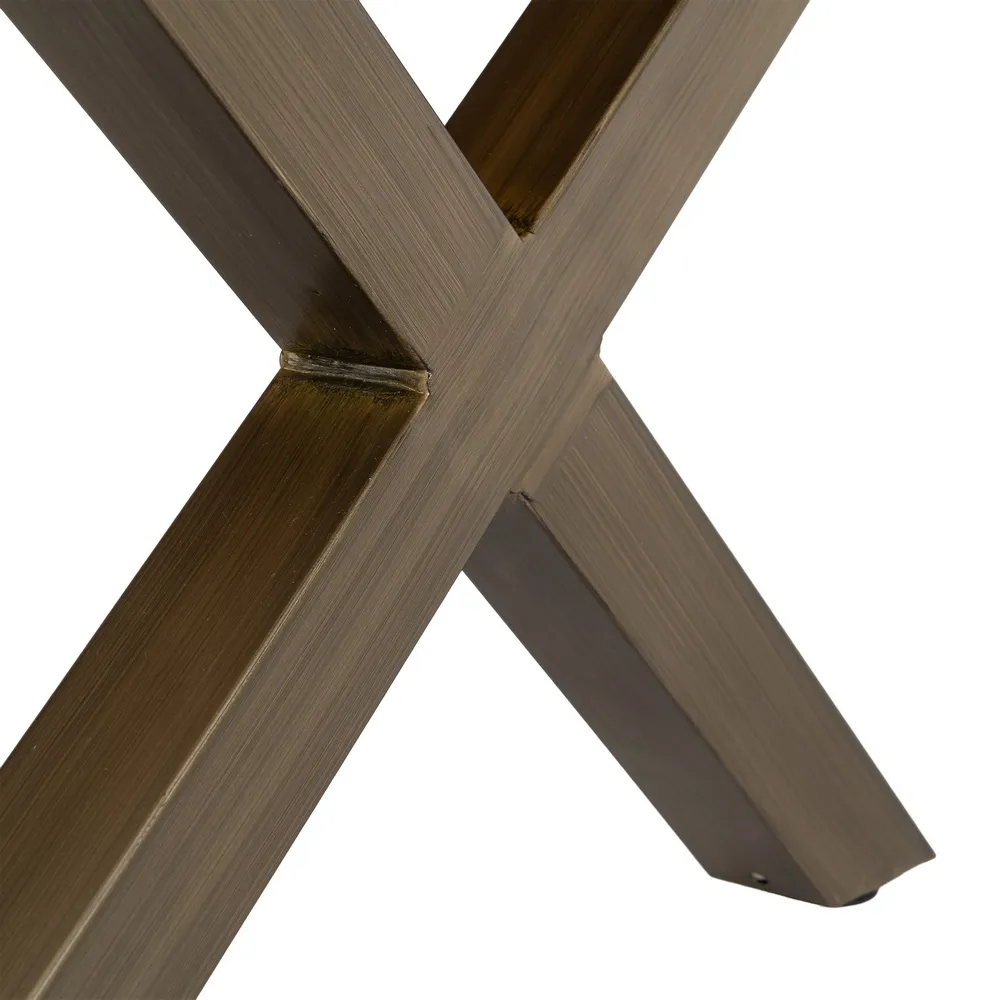 Măsuță de cafea dreptunghiulară cu blat cu aspect de lemn si picioare metalice X [4]