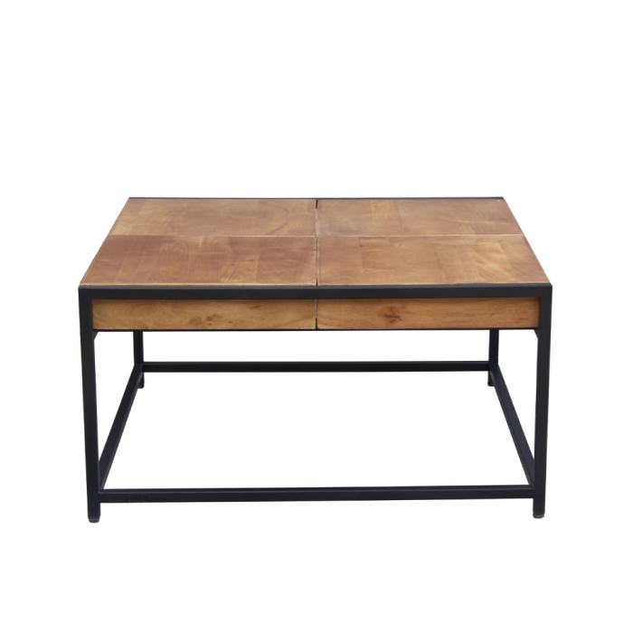 masuta cafea combo depozitare ascunsa blat lemn acacia picioare metalice moderne [4]