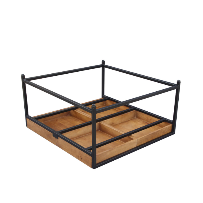 masuta cafea combo depozitare ascunsa blat lemn acacia picioare metalice moderne [10]