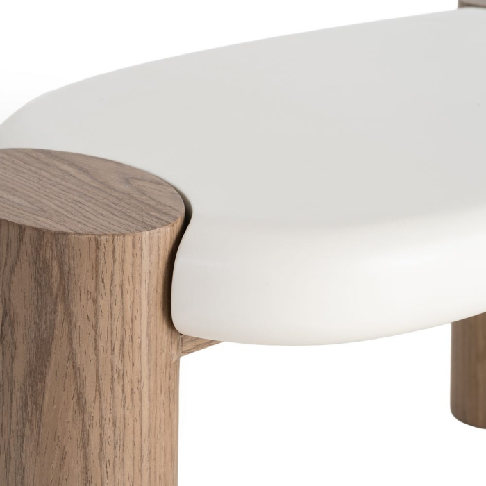 Masuta de cafea din MDF alb cu design organic si picioare finisaj natural [6]