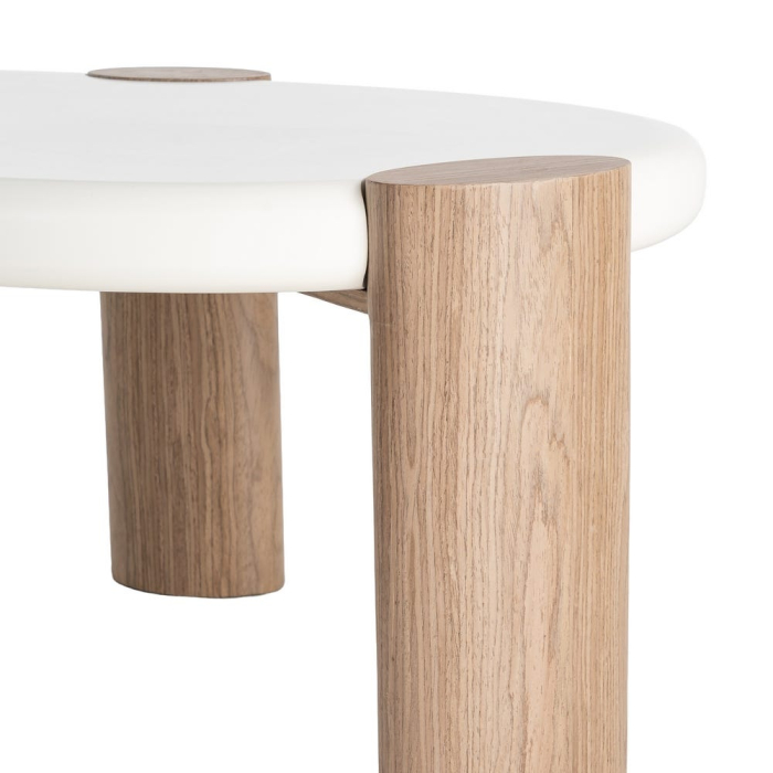 Masuta de cafea din MDF alb cu design organic si picioare finisaj natural [8]