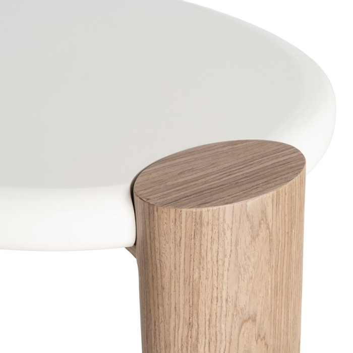 Masuta de cafea din MDF alb cu design organic si picioare finisaj natural [9]