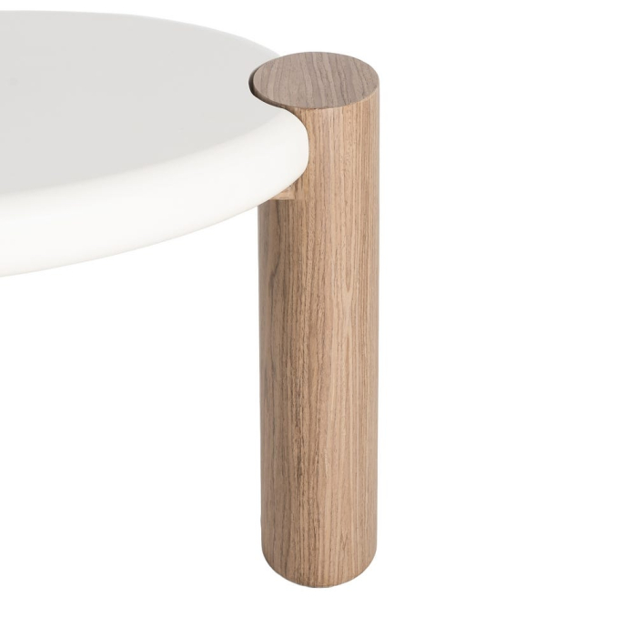 Masuta de cafea din MDF alb cu design organic si picioare finisaj natural [4]