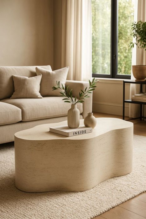 Masuta de cafea organica neregulata crem 92.5x54.8x40 cm [9]