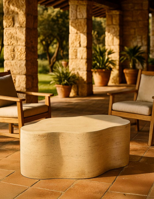 Masuta de cafea organica neregulata crem 92.5x54.8x40 cm [8]