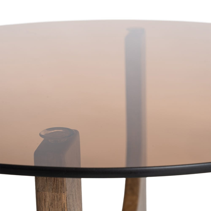 Masuta de cafea moderna din lemn maro cu blat din sticla [5]