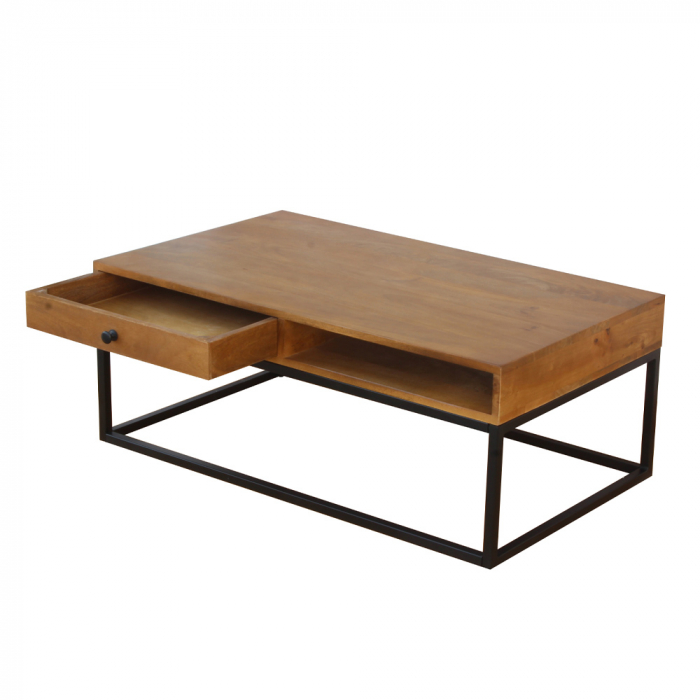 masuta cafea cassetto sertar lemn mango cadru negru industrial practic [4]