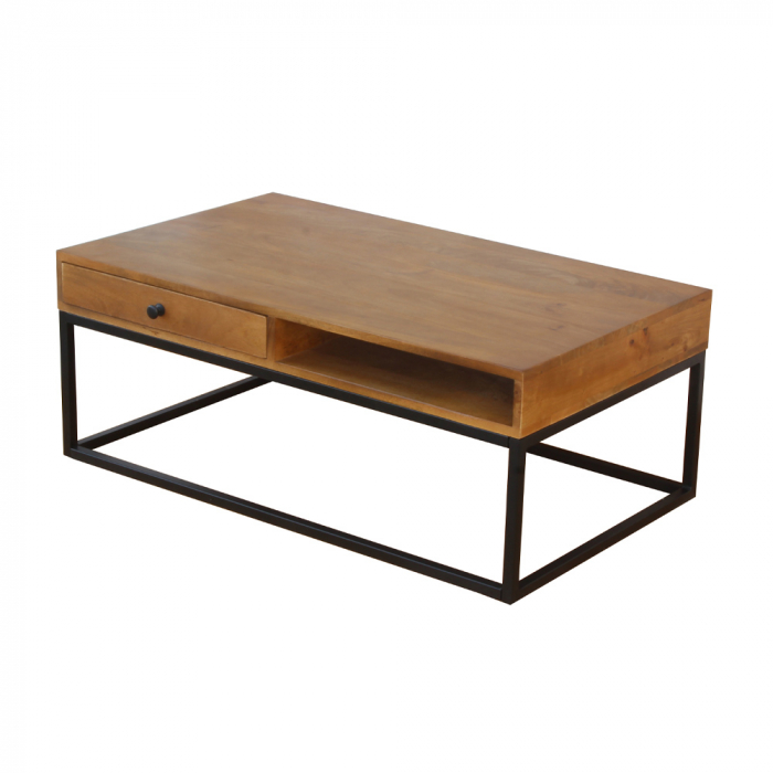 masuta cafea cassetto sertar lemn mango cadru negru industrial practic [6]