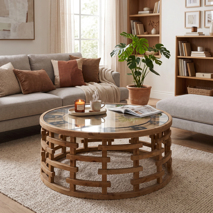 Masa Cafea Unica Ceas CreativDeco - Mobilier Rustic Living [2]
