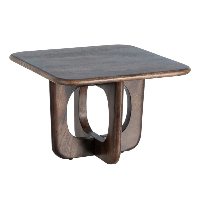 Măsuță de cafea din lemn de mango cu blat pătrat și bază arhitecturală [2]