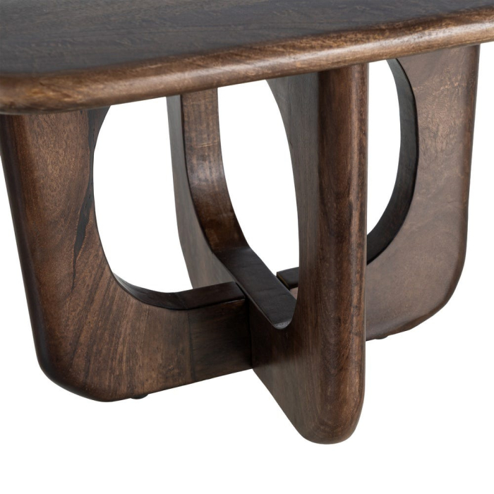 Măsuță de cafea din lemn de mango cu blat pătrat și bază arhitecturală [4]