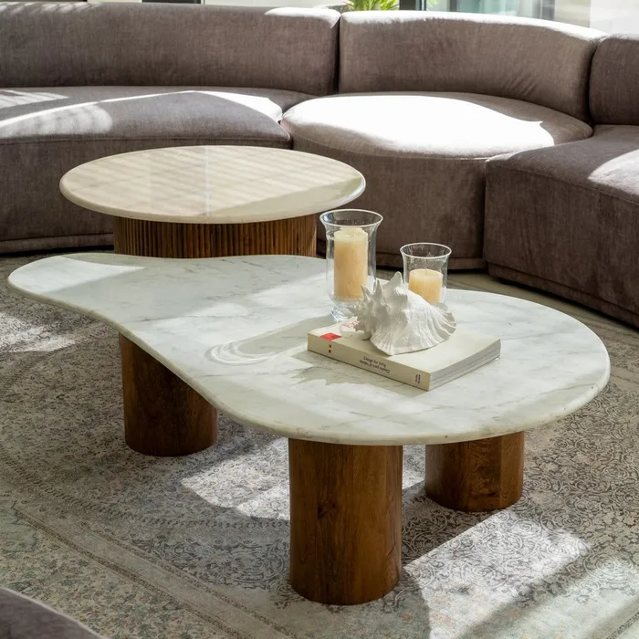 Masuta Cafea Marmura si Lemn CreativDeco - Mobilier Modern Living [2]