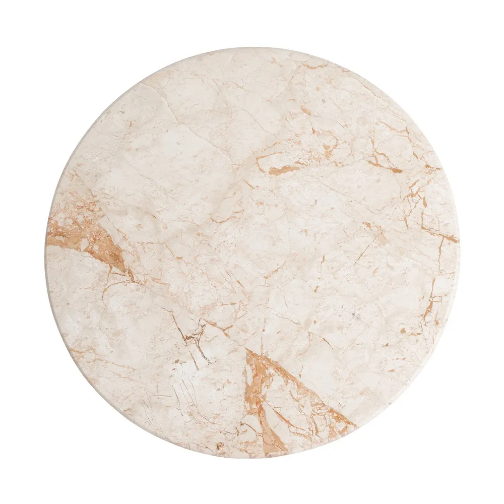 Măsuță de cafea din marmură alb crem și lemn de mango maro [4]