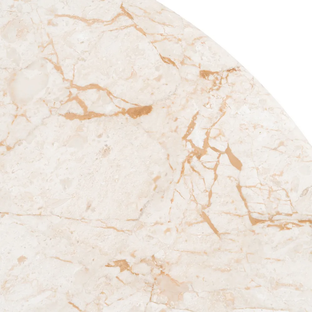 Măsuță de cafea din marmură alb crem și lemn de mango maro [5]