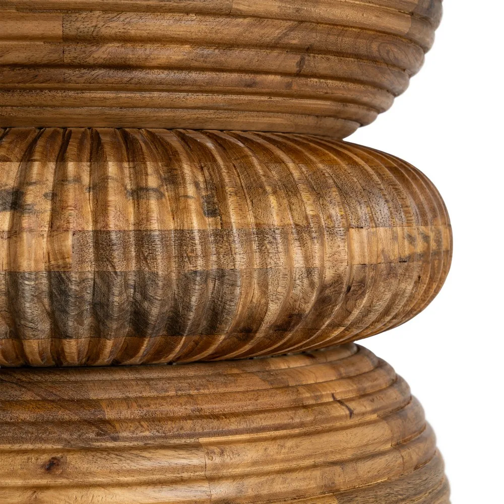 Măsuță de cafea din marmură alb crem și lemn de mango maro [6]