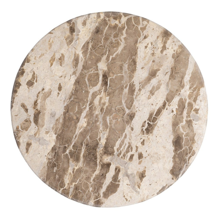 Măsuță de cafea marmură alb crem și lemn mango bază geometrică [9]