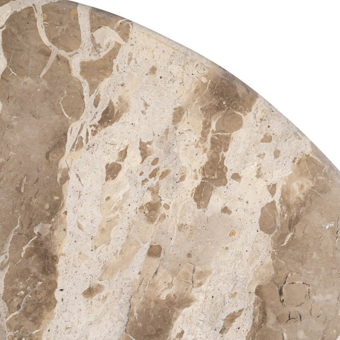 Măsuță de cafea marmură alb crem și lemn mango bază geometrică [8]