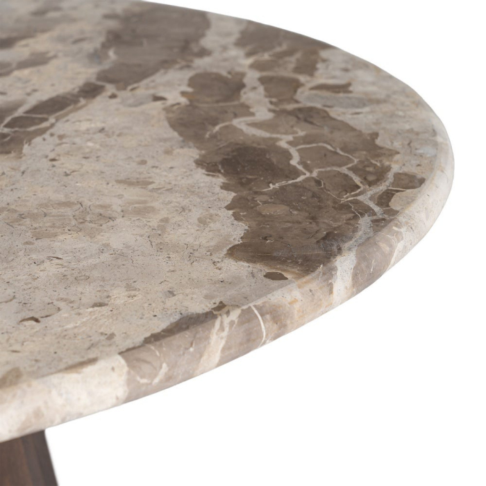 Măsuță de cafea marmură alb crem și lemn mango bază geometrică [4]