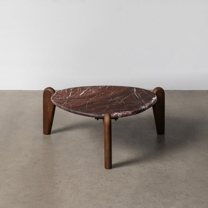 Măsuță de cafea din marmură cu bază din lemn de mango – fotografie produs principal [1]