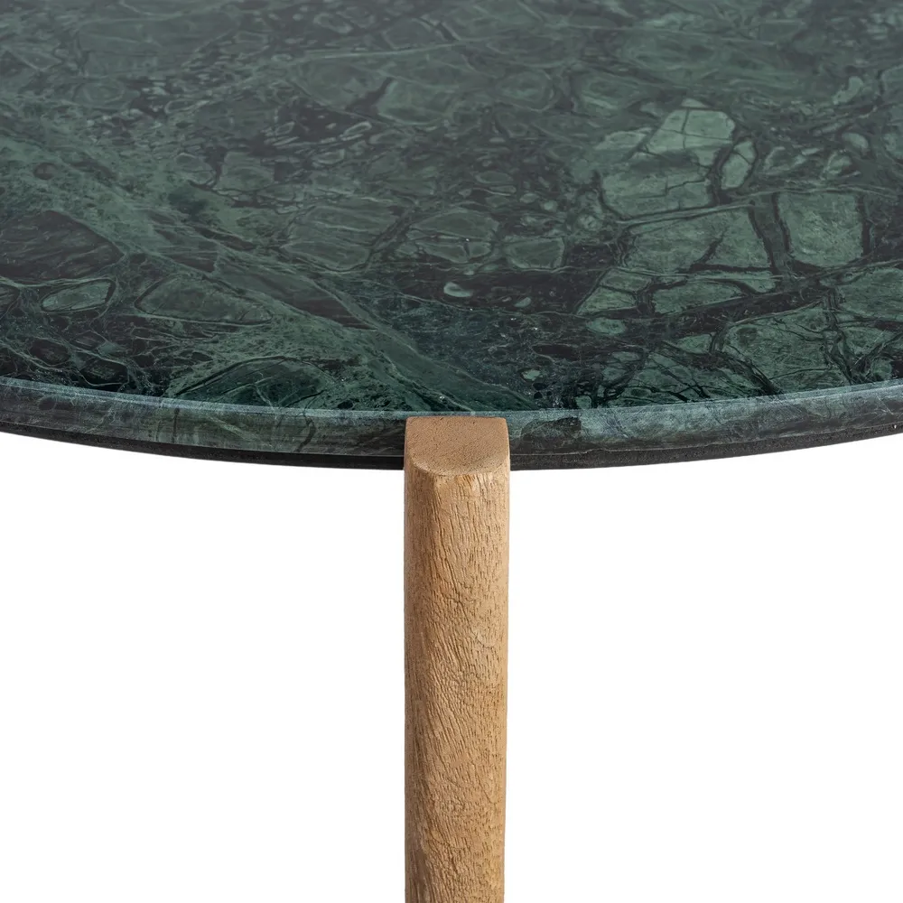 Măsuță de cafea din marmură verde și bază din lemn de mango – fotografie produs principal [4]