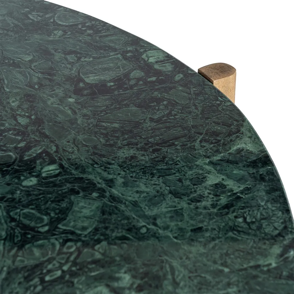 Măsuță de cafea din marmură verde și bază din lemn de mango – fotografie produs principal [3]