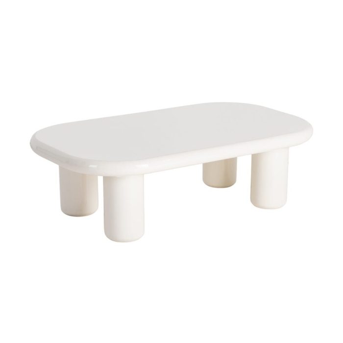 Masuta de cafea din MDF lacuit crem cu forma rotunjita 118 x 68 x 37 cm [3]