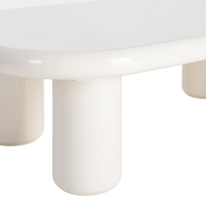 Masuta de cafea din MDF lacuit crem cu forma rotunjita 118 x 68 x 37 cm [5]