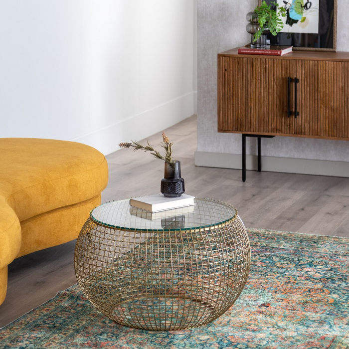 Masuta Glam Aurie si Sticla CreativDeco - Mobilier Modern pentru Living [2]