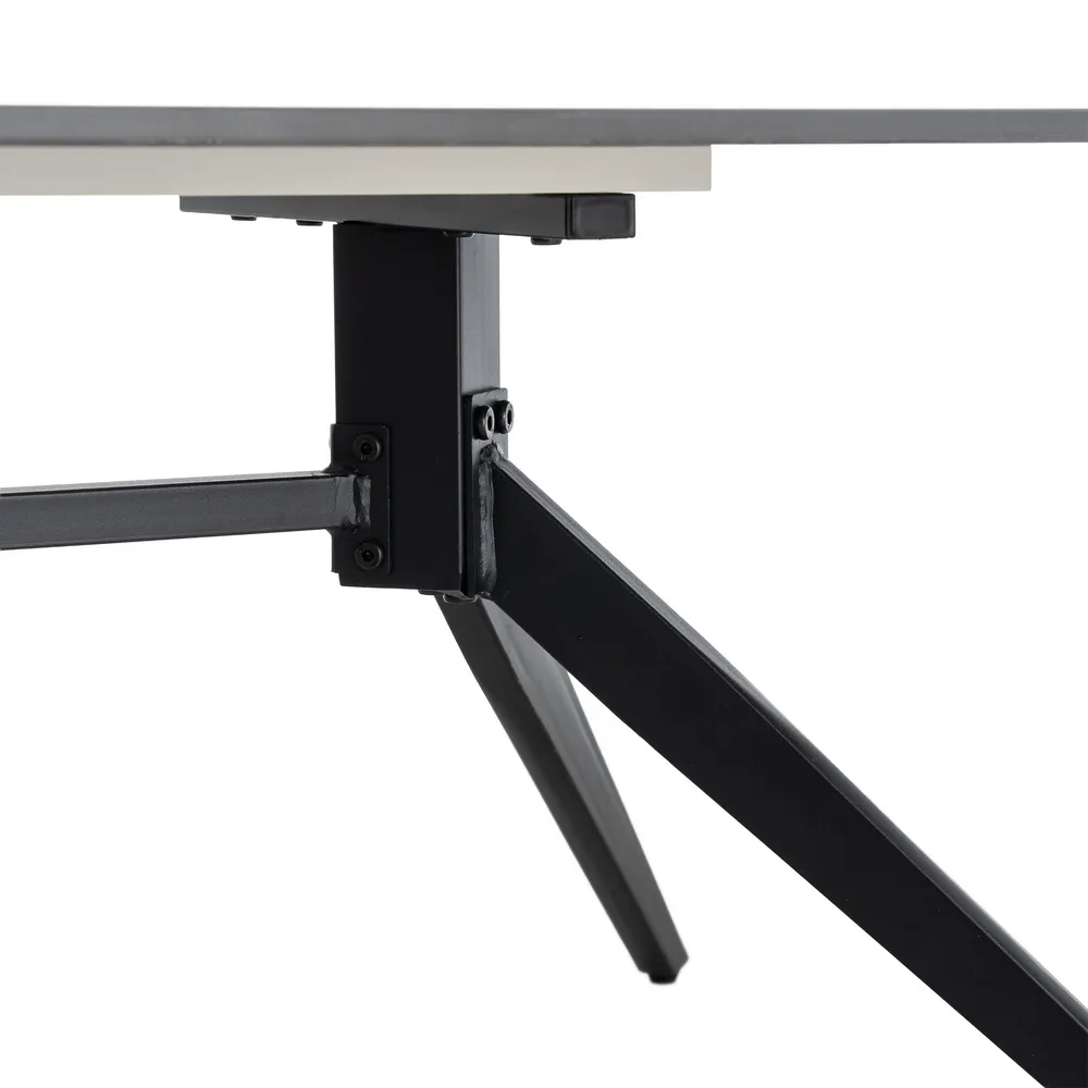 Măsuță de cafea din piatră sinterizată neagră cu bază metalică [6]