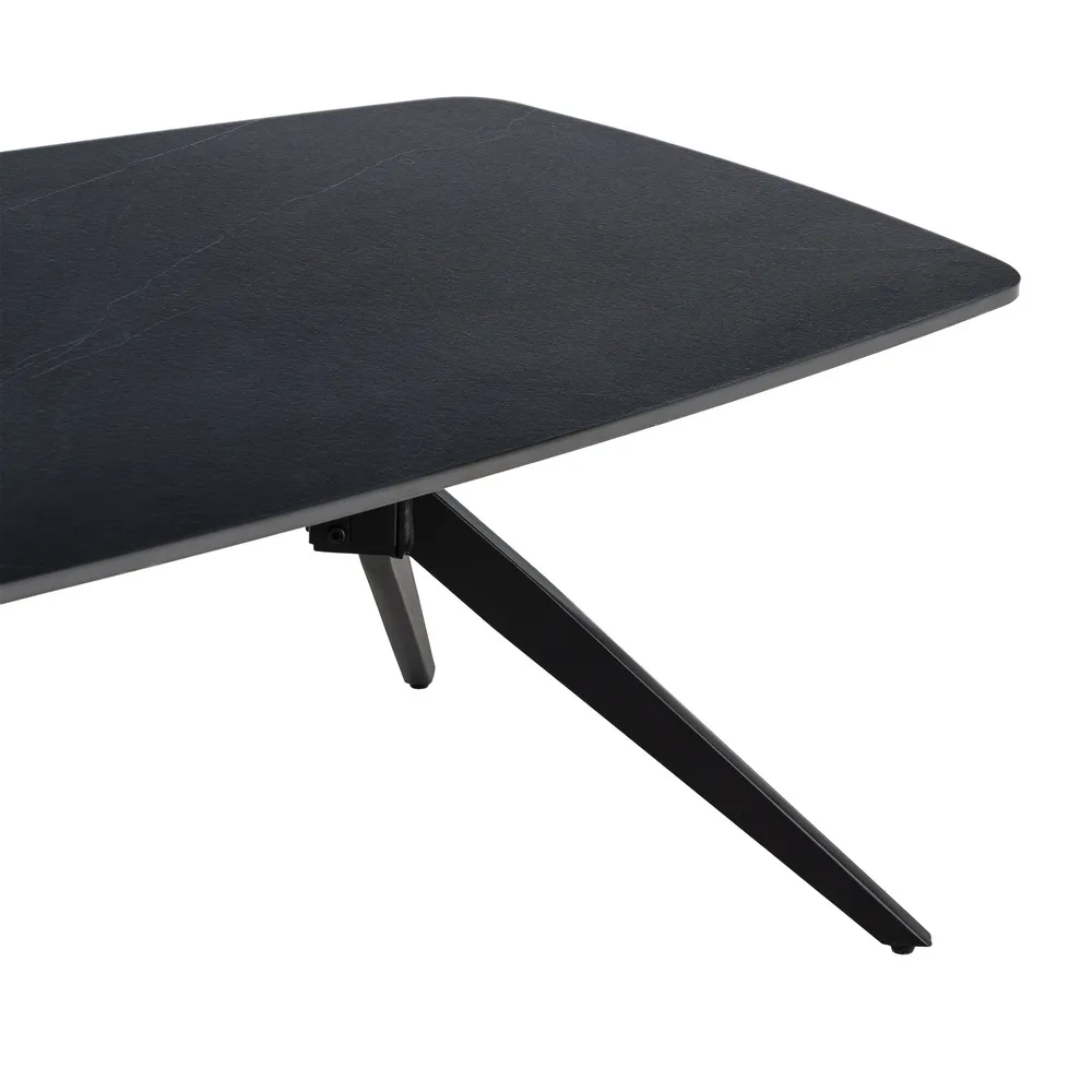 Măsuță de cafea din piatră sinterizată neagră cu bază metalică [8]