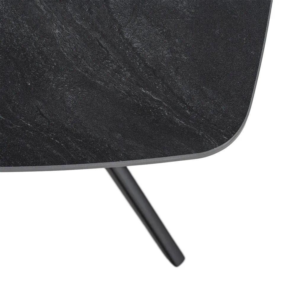 Măsuță cafea piatră sinterizată neagră cu bază metalică [6]