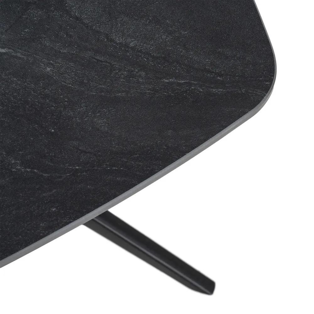 Măsuță cafea piatră sinterizată neagră cu bază metalică [7]