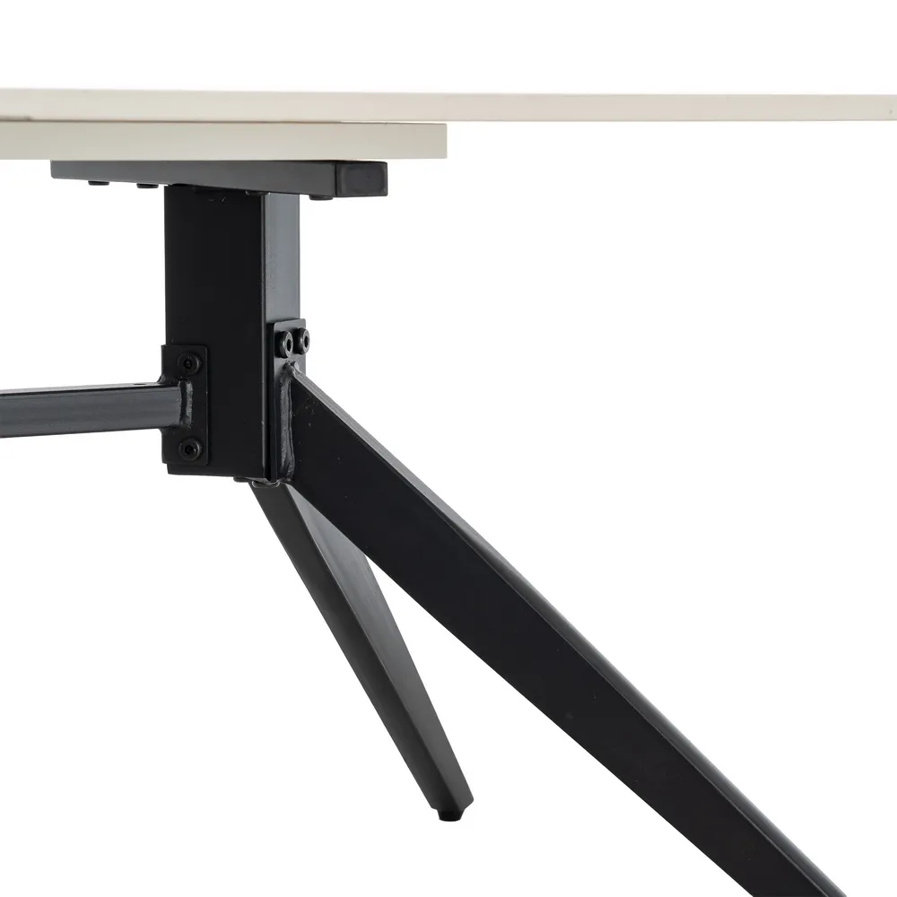 Măsuță de cafea din piatră sinterizată travertin cu bază metalică [4]