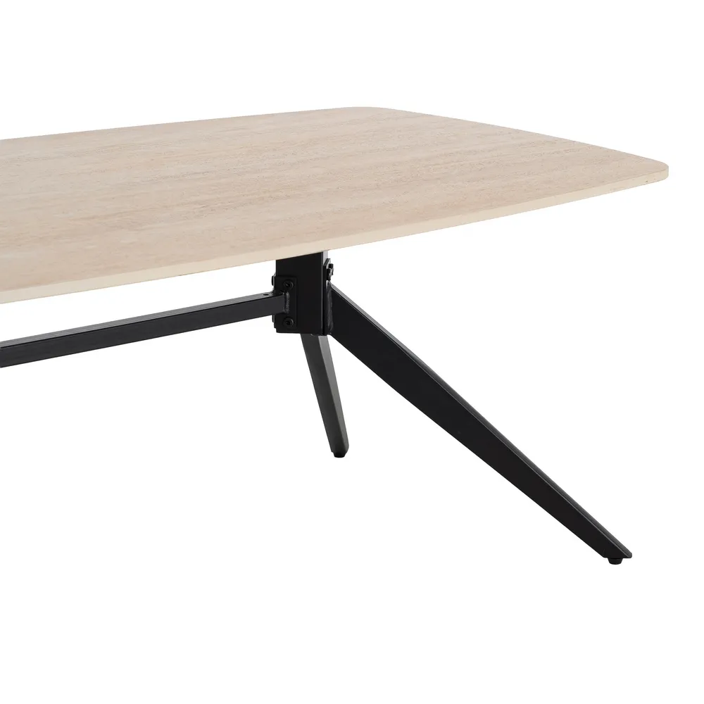 Măsuță de cafea din piatră sinterizată travertin cu bază metalică [3]