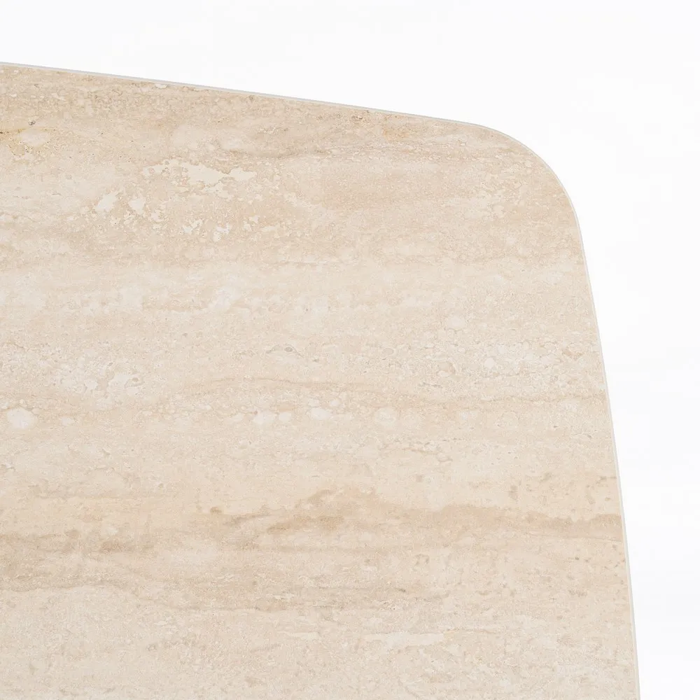 Măsuță de cafea din piatră sinterizată travertin cu bază metalică [7]