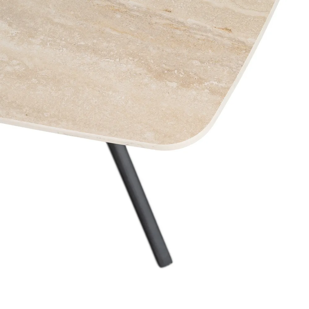 Măsuță de cafea din piatră sinterizată travertin cu bază metalică [8]